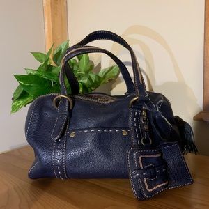 Lancel Paris Navy Leather Handbag